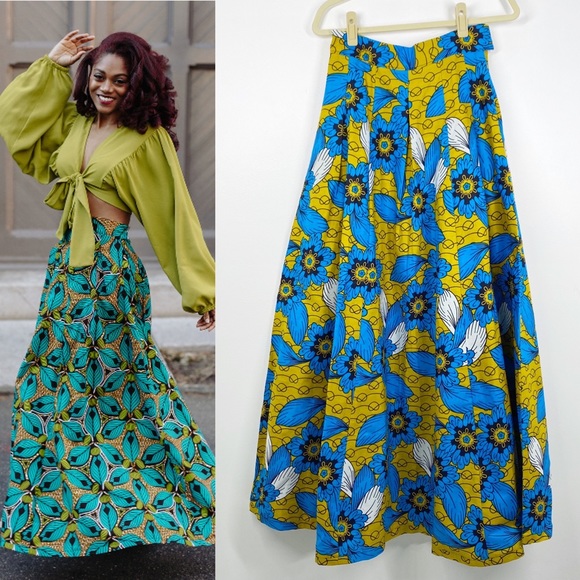 francis + benedict Dresses & Skirts - FRANCIS + BENEDICT African cotton handmade floral pocket maxi skirt